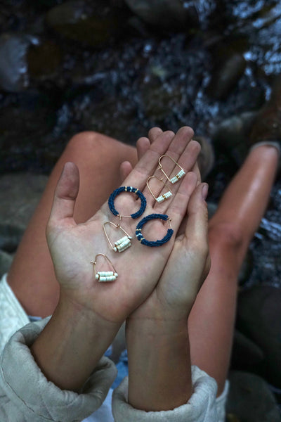 White Turquoise and Vintage Ocean Hoops
